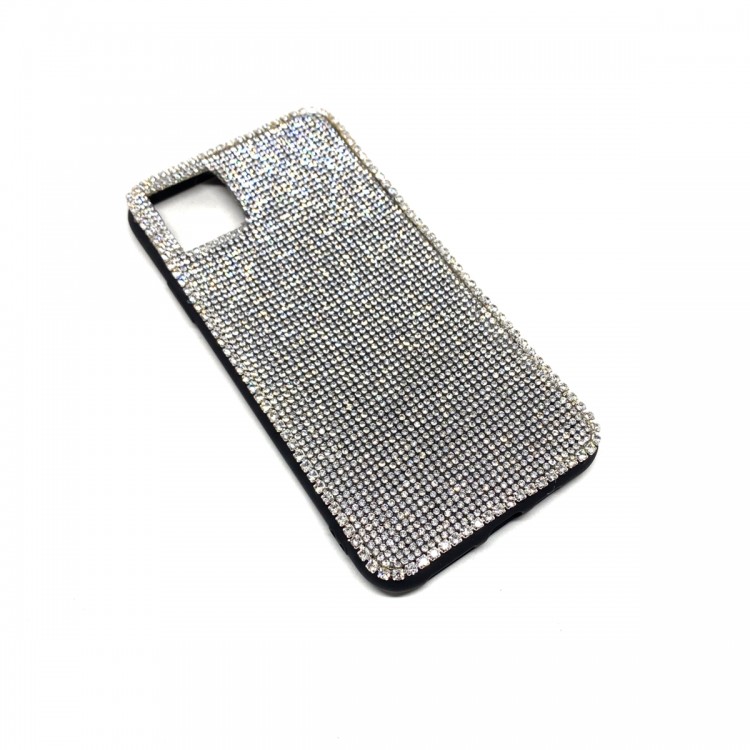 iPhone 11 Kristal Taşlı Siyah Telefon Kılıfı Gümüş