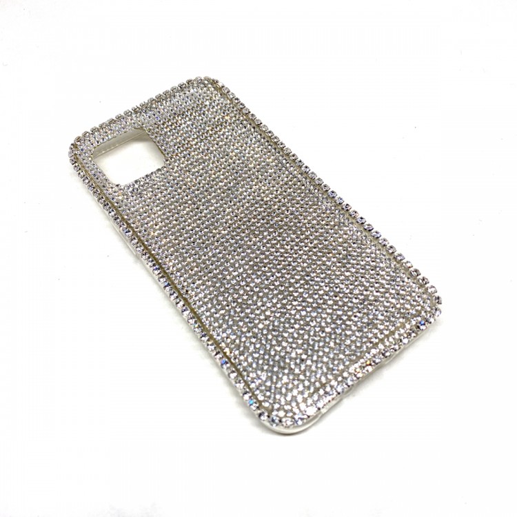 iPhone 12 Mini Kristal Taşlı Şeffaf Telefon Kılıfı Gümüş