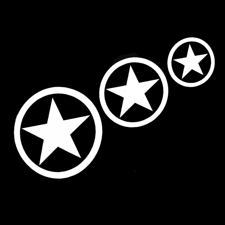 3'lü Yıldız Oto Sticker Beyaz 22x10cm