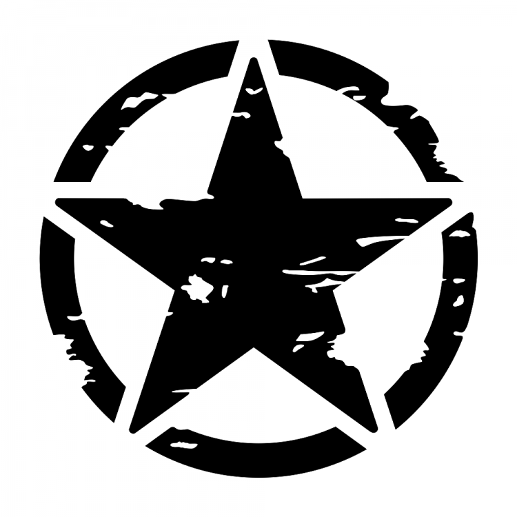 Army Star Askeri Yıldız Oto Sticker Siyah 22x22cm