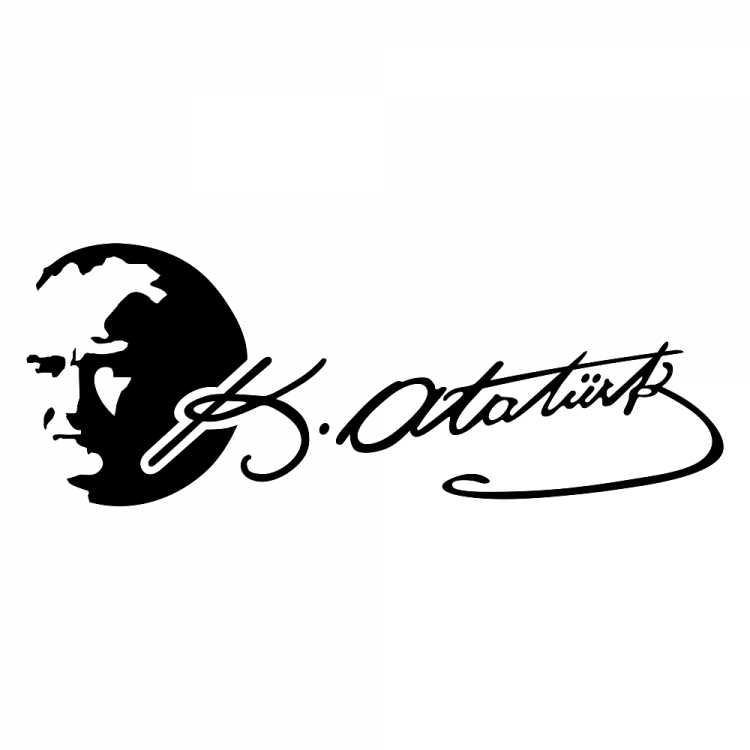 K.Atatürk Silüetli İmzalı Oto Sticker Siyah 20x7cm